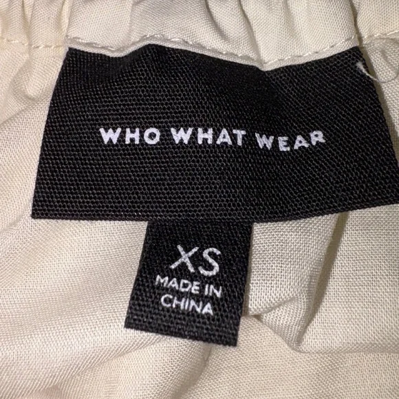 Who What Wear Polka Dot Midi Dress XS Off Shoulder Belted White Black Button Up - Picture 4 of 4